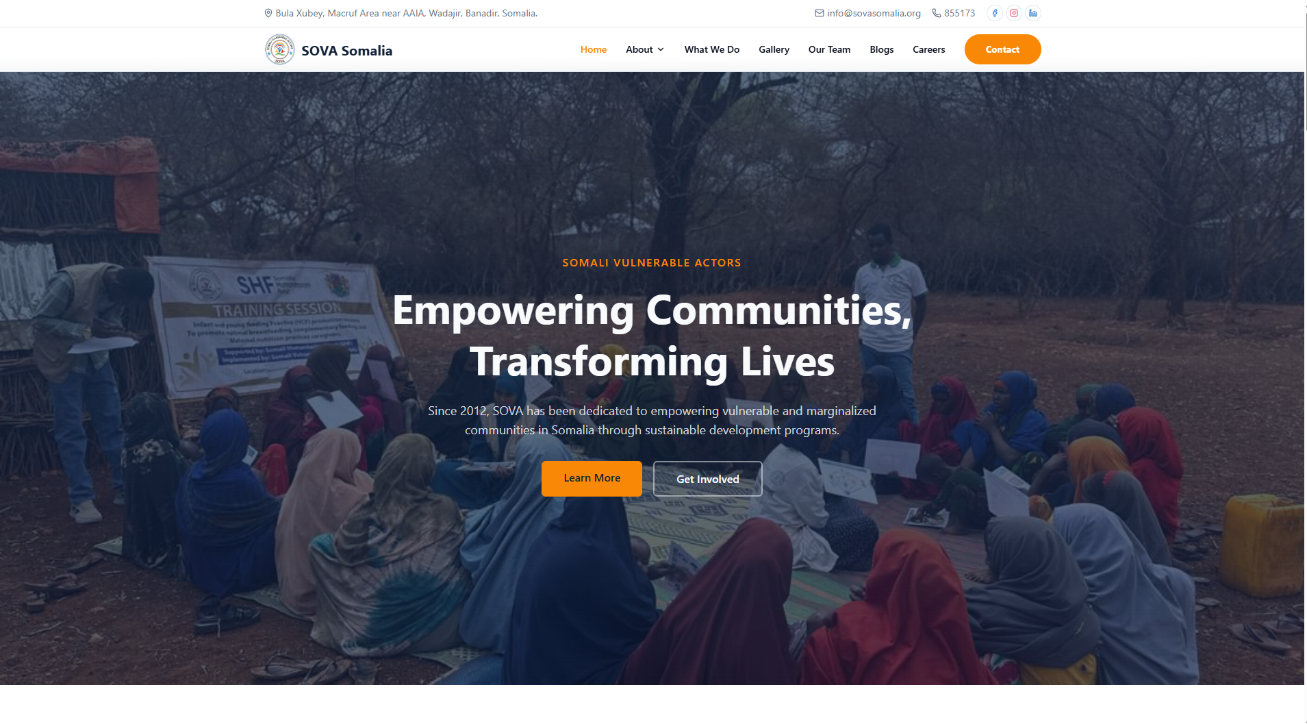 SOVA Somalia website preview